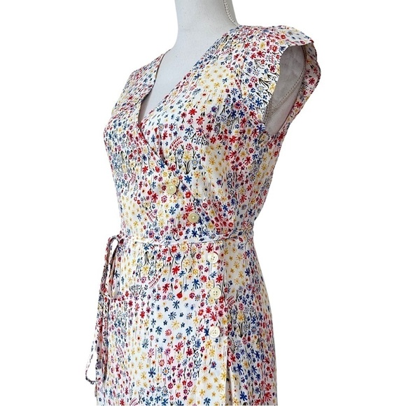 GAP Side Button Ditsy‎ Floral Wrap Midi Dress Size 2P Modest Church Prairie NWT - Picture 5 of 11